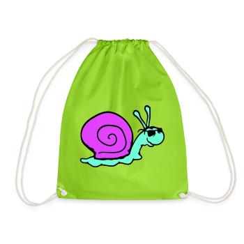 Snail Sunglasses Cool Black Glasses Smile - Drawstring Bag - neon green - Front