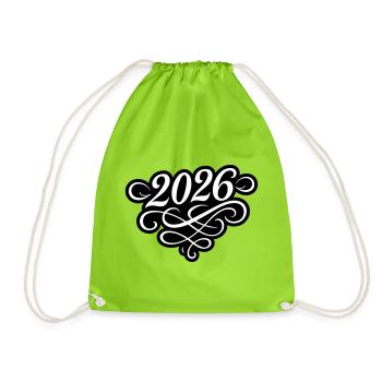 2026 year - Drawstring Bag - neon green - Front