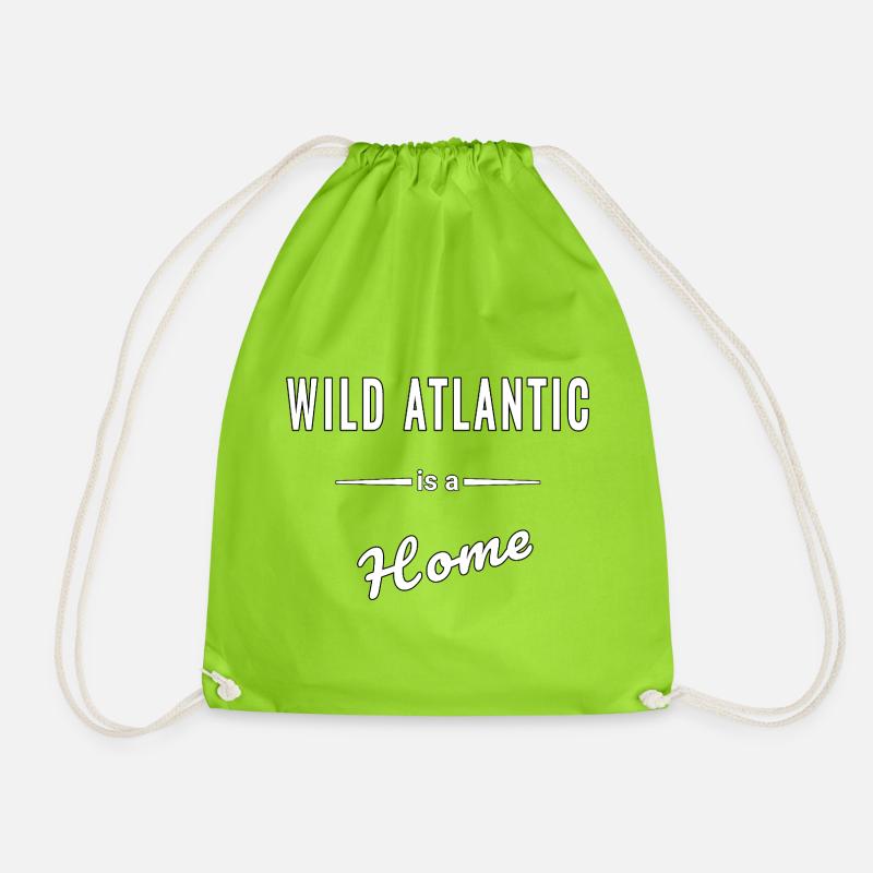 Wild Atlantic is like a home saying - Drawstring Bag - neon green