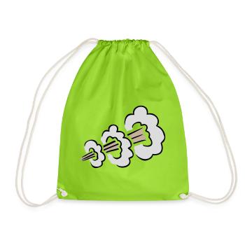 Loud Fart Explosion Funny Toilet Humor Comic Cloud - Drawstring Bag - neon green - Front