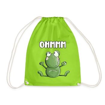 Ohmmm Grenouille - Grenouilles - Crapaud - Yoga - Fitness - Sac de sport léger - vert néon - Devant