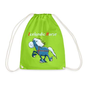Icelandic horse on tour - Drawstring Bag - neon green - Front
