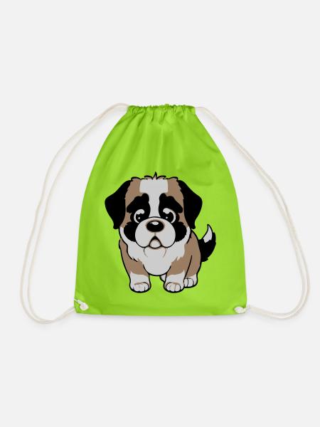St. Bernard dog - Drawstring Bag - neon green