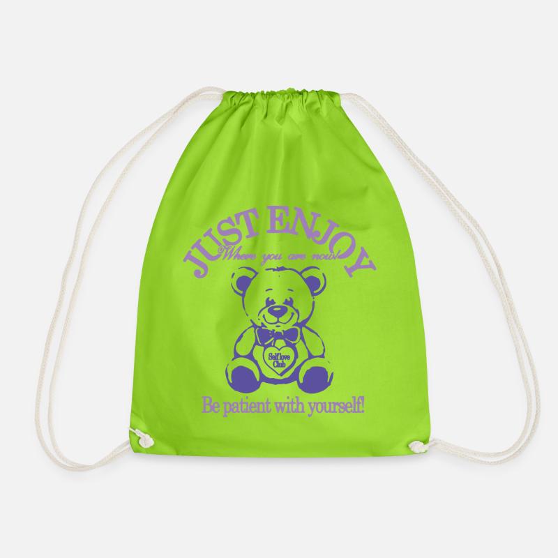 Just Enjoy – Beruhigender Teddybär - Turnbeutel - Neongrün