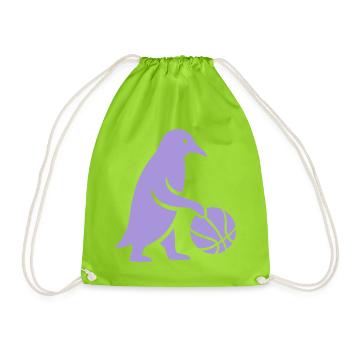 Minimalistischer Pinguin Basketball Spieler  - Turnbeutel - Neongrün - Vorne