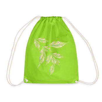 Delicately shimmering, feather-light leaf pattern - Drawstring Bag - neon green - Front