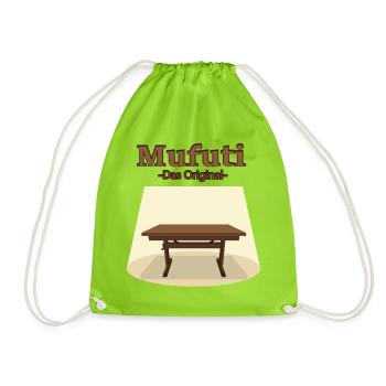 Mufuti Original: DDR Tisch im Spotlight - Turnbeutel - Neongrün - Vorne