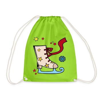 Schlittschuh mit Sternen Weihnachten - Drawstring Bag - neon green - Front