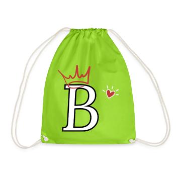 Buchstabe B Kronenherz - Turnbeutel - Neongrün - Vorne