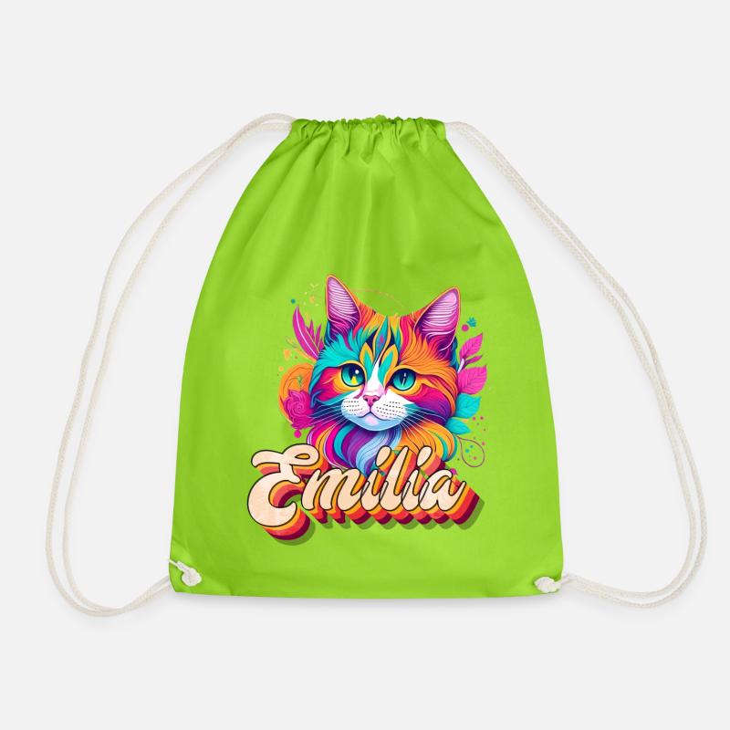 Emilia, maiden name, favorite name - Drawstring Bag - neon green