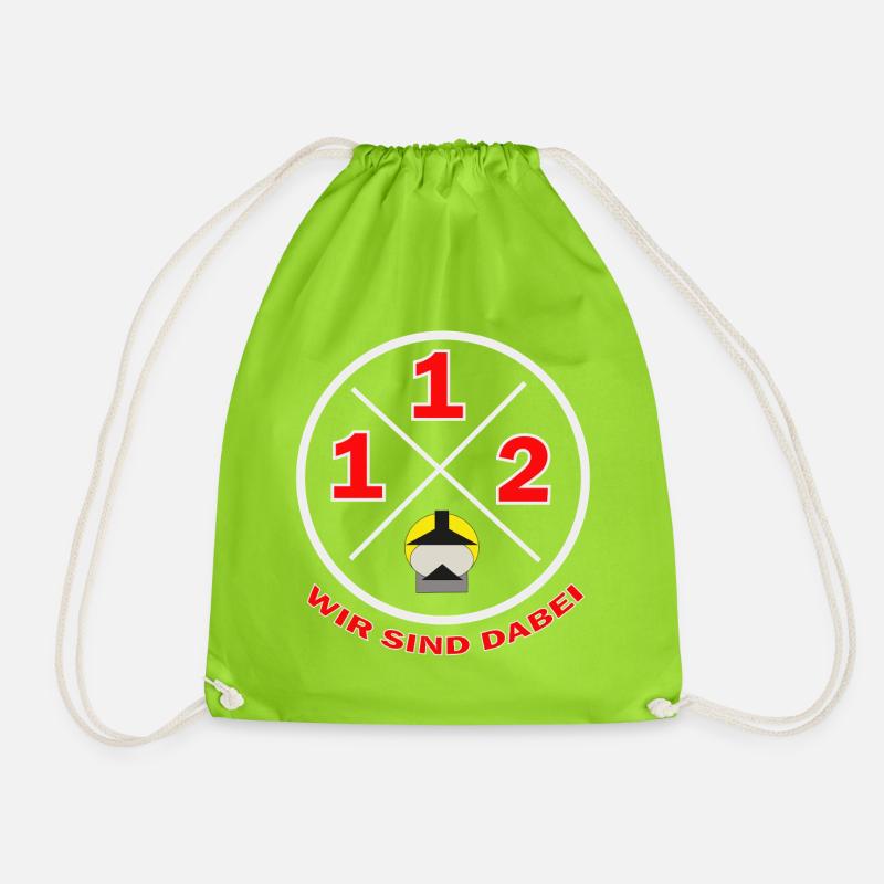 112-We are part of the district logo fire brigade - Drawstring Bag - neon green