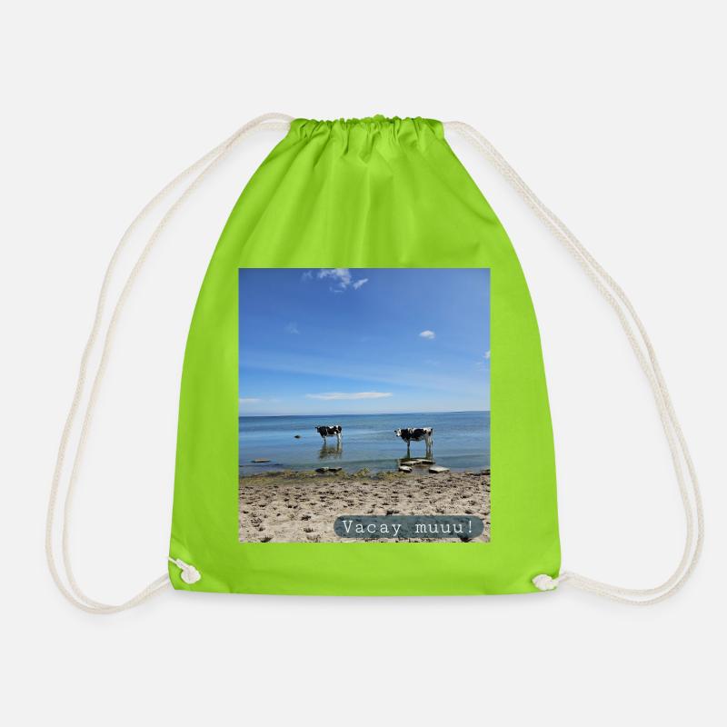 Vacay muuu - Drawstring Bag - neon green