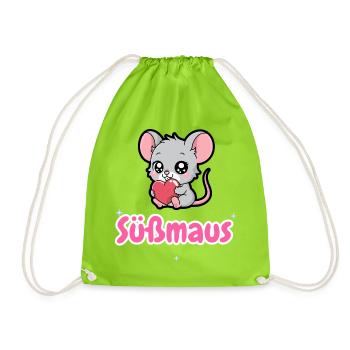 Süßmaus süßer Kosename Maus Liebe Geschenk - Turnbeutel - Neongrün - Vorne
