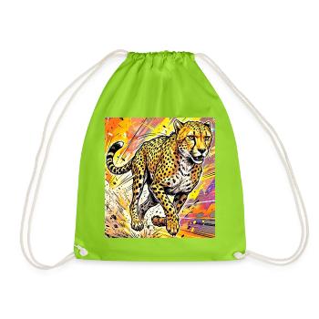 cheetah - Drawstring Bag - neon green - Front