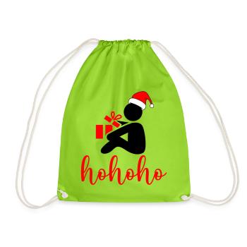 HoHo Geschenk Santa Stil - Turnbeutel - Neongrün - Vorne