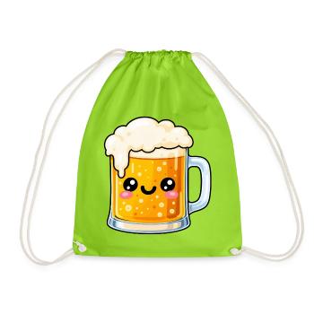Kawaii Bierkrug Jubel - Turnbeutel - Neongrün - Vorne