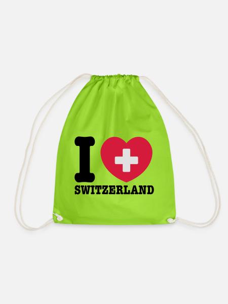 Schweiz - Turnbeutel - Neongrün