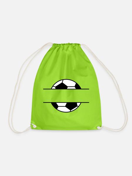 Fußball Namensschild mit Wunschname - Turnbeutel - Neongrün
