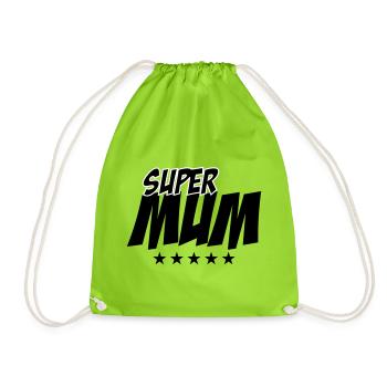 Super Mom - Mother's Day - Drawstring Bag - neon green - Front
