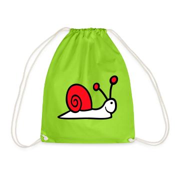 Schnecke Schneckenhaus niedlich süß glücklich Cool - Turnbeutel - Neongrün - Vorne