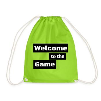 WELCOME TO THE GAME – Minimal Gamer Statement - Drawstring Bag - neon green - Front