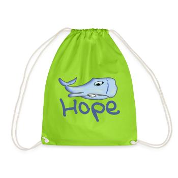 Hope the sick whale humpback whale as cartoon - Drawstring Bag - neon green - Front