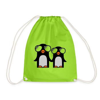 funky penguins - Drawstring Bag - neon green - Front