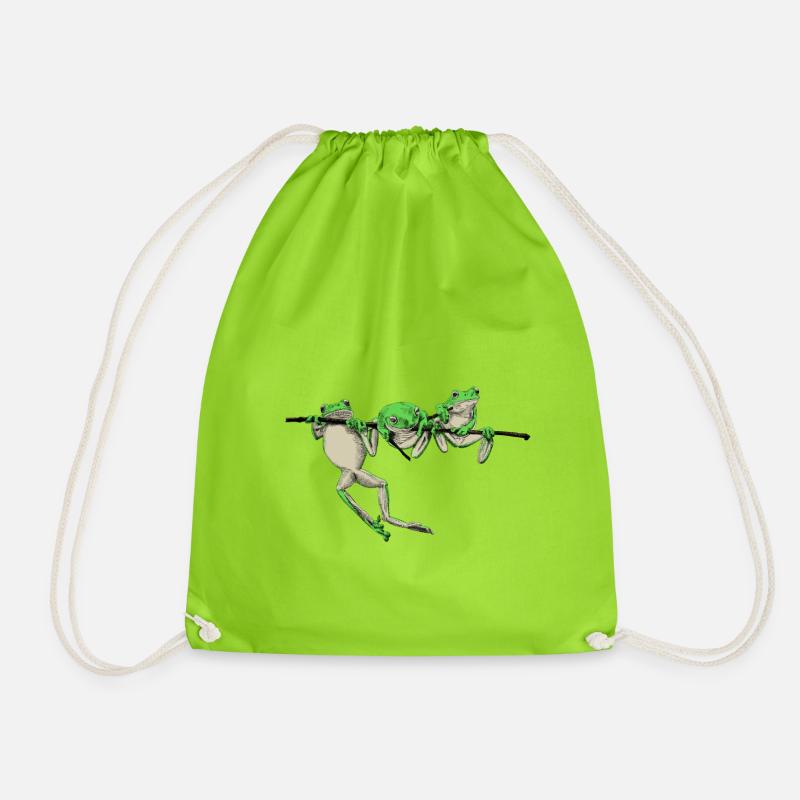Frog - Drawstring Bag - neon green