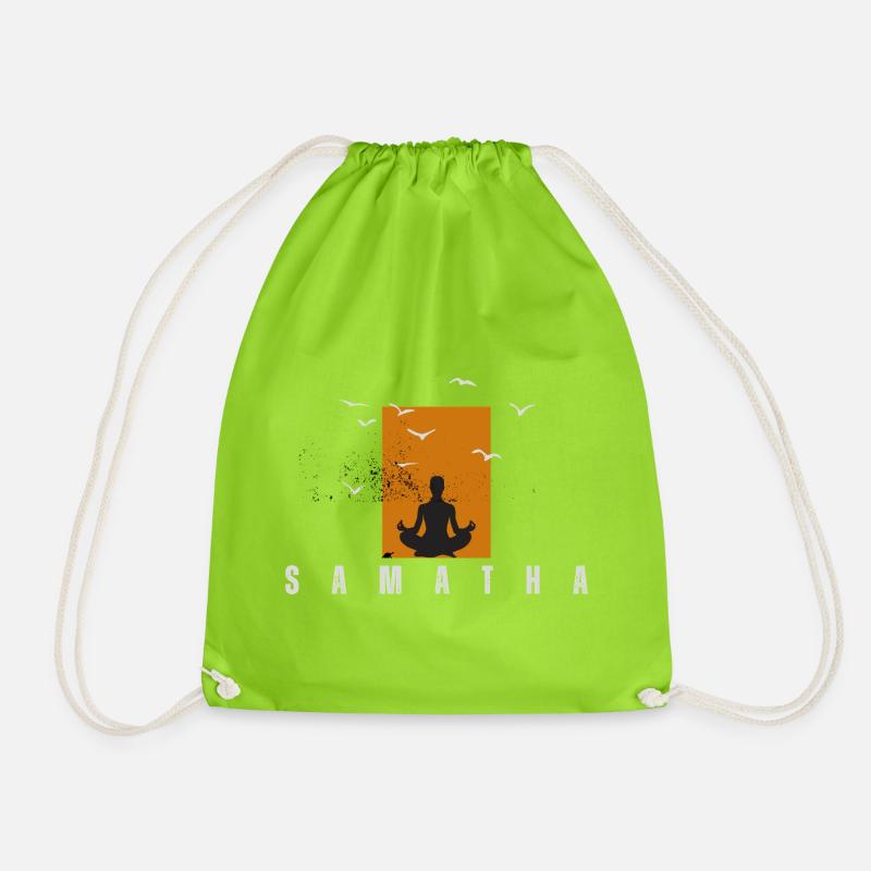 Smatha Meditation - Drawstring Bag - neon green