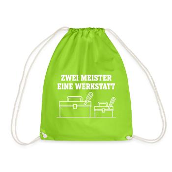 Zwei Meister eine Werkstatt – Handwerker Design - Turnbeutel - Neongrün - Vorne