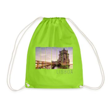 Lissabon Portugal Retro Torre de Belém Souvenir - Turnbeutel - Neongrün - Vorne