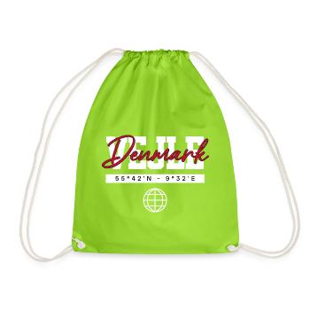 Vejle Dänemark Koordinaten Reise Souvenir - Turnbeutel - Neongrün - Vorne