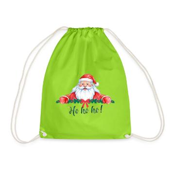 Ho Ho Ho Weihnachtsmann - Turnbeutel - Neongrün - Vorne