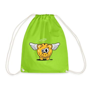 Une tirelire avec des ailes et le halo - Sac de sport léger - vert néon - Devant