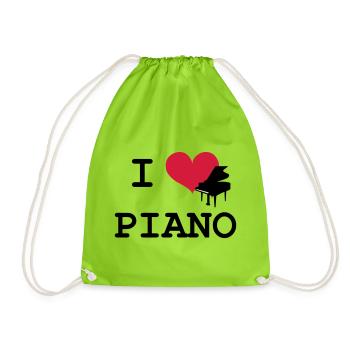 I Love Piano - Turnbeutel - Neongrün - Vorne