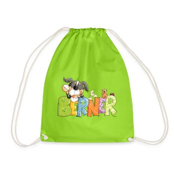 Happy Bernese Mountain Dog - Drawstring Bag - neon green - Front