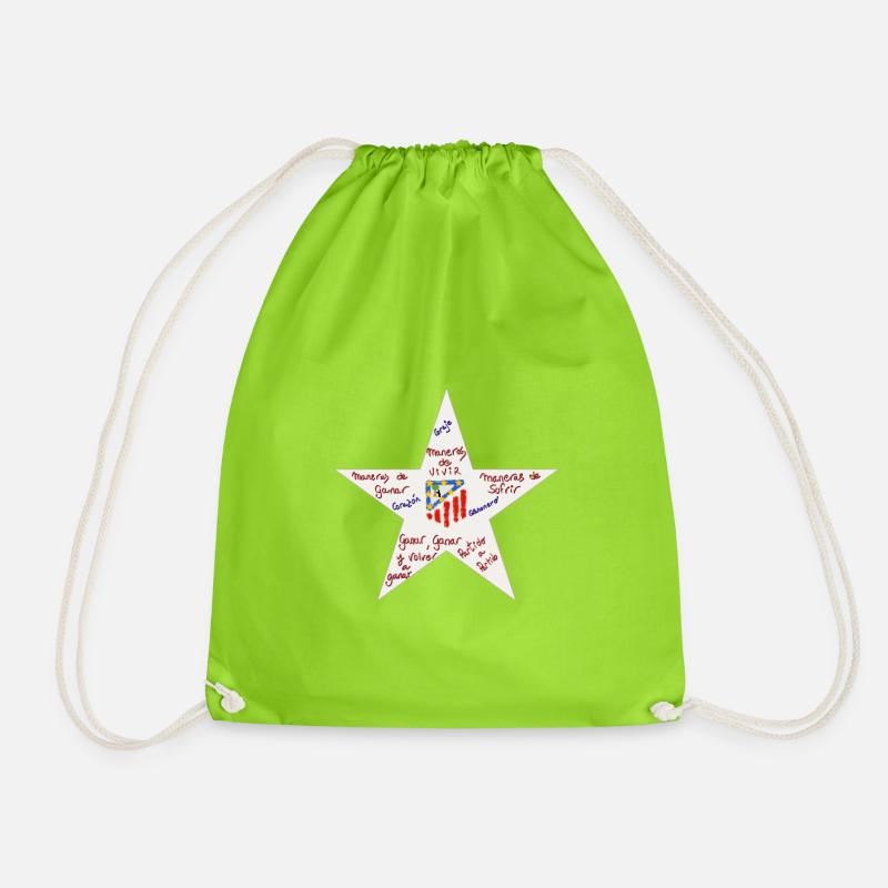 Silver star of Aleti and emblematic phrases - Drawstring Bag - neon green