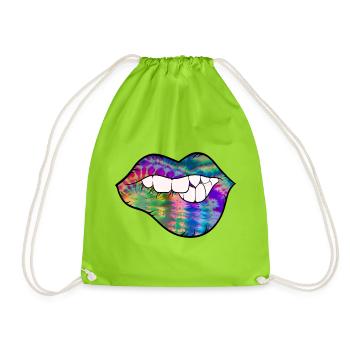 Groovy tie teinture mordant lèvre - Sac de sport léger - vert néon - Devant