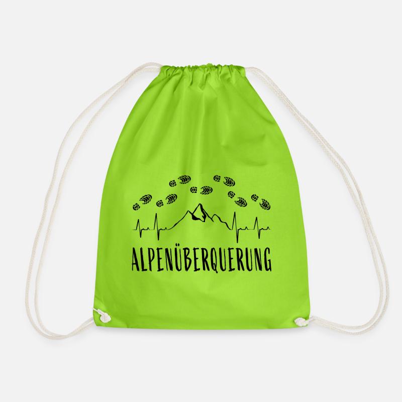 Alpenüberquerung E5 Herzschlag Fußabdrücke - Turnbeutel - Neongrün