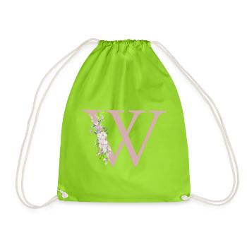 W Monogramme, Floral, Personnalisable - Sac de sport léger - vert néon - Devant
