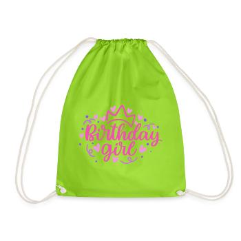 Anniversaire Girlie avec Couronne Coeur Confettis - Sac de sport léger - vert néon - Devant