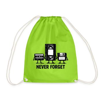 Never Forget Retro Tech - Drawstring Bag - neon green - Front
