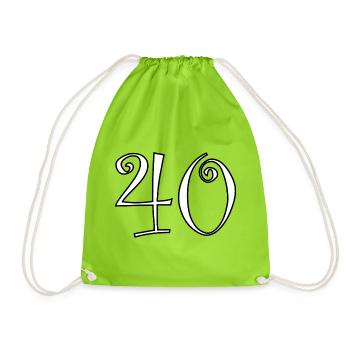 40. 40 ANS. 40e ANNIVERSAIRE. ANNIVERSAIRE 40 ANS. - Sac de sport léger - vert néon - Devant