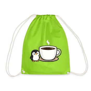 Pingouin à café avec design de tasse - Sac de sport léger - vert néon - Devant