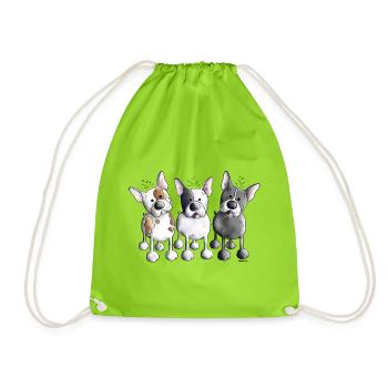Trois bouledogues français - Bouledogue - Chien - Sac de sport léger - vert néon - Devant