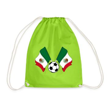 Two Mexican flags football Mexico - Drawstring Bag - neon green - Front