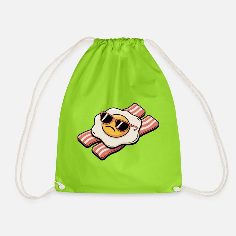 Bacon and egg - Breakfast Breakdown - Drawstring Bag - neon green