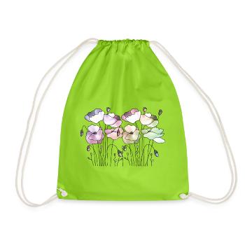 Blumen - Turnbeutel - Neongrün - Vorne