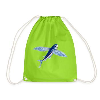 Poisson volant en orange bleu - Sac de sport léger - vert néon - Devant