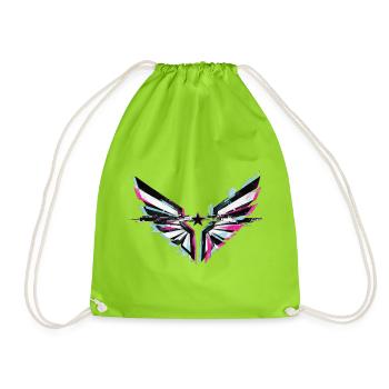 Glitch Angel Dark Y2K Streetwear - Drawstring Bag - neon green - Front